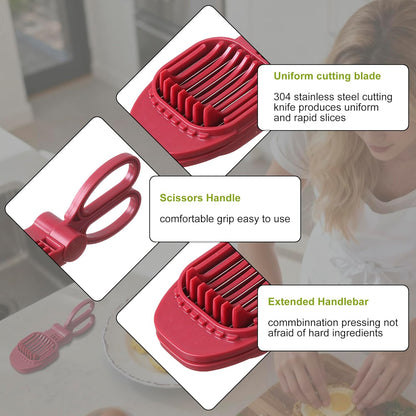 Fruit Slicer, Strawberry, Banana, Kiwi Cutter, Egg Slicer for Hard Boiled Eggs, for Fruit Sausages, Cucumbers, Mushroom Cutter, Rapid & Safe Slicing Kitchen Gadgets (Black)