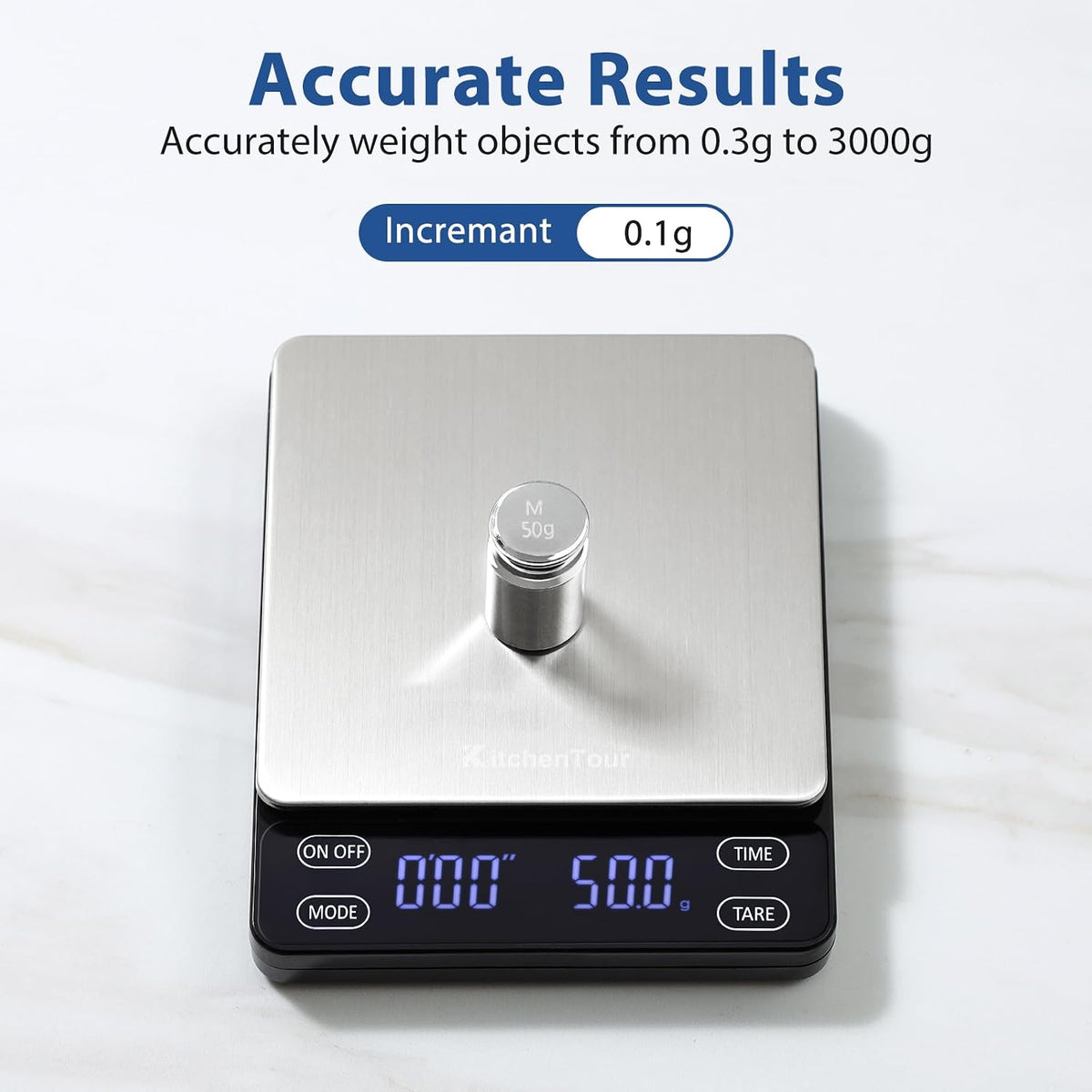 KitchenTour Mini Gram Scale for Coffee, Jewelry and Small Items, 500g x 0.01g Digital Pocket Scale with Tare, 6 Units, Back-Lit LCD, 2 Trays, Black