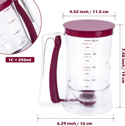 Pancake Batter Dispenser Cupcake Cookie Waffles Cakes Muffin Crepes Batter Separator Cup Measuring Baking Tools