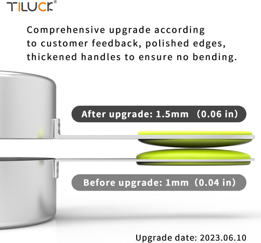 TILUCK Nesting Measuring Cups and Spoons Set, Stainless Steel with Soft Silicone Handle – Heavy Duty & Dishwasher Safe for Measuring Dry/Liquid Ingredients, Ideal for Cooking & Baking (10)