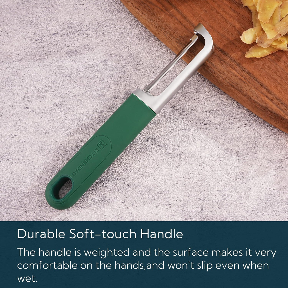 Swivel Vegetable Potato Peeler for Kitchen, Japanese Stainless Steel Sharp Blade, Heavy Duty Die-cast Construction, Built-in Eye Remover, Soft-touch Handle, Dishwasher Safe, Green