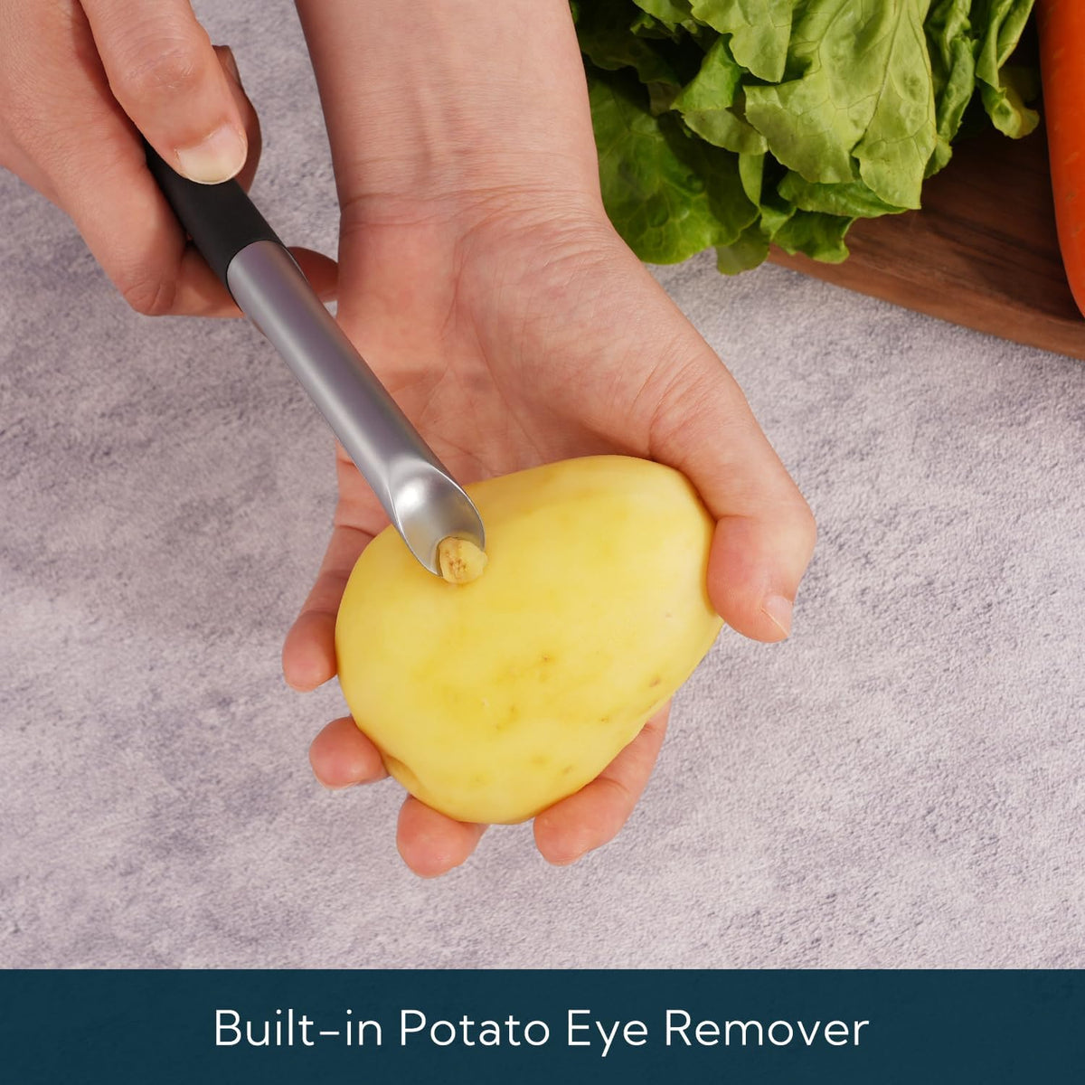 Swivel Vegetable Potato Peeler for Kitchen, Japanese Stainless Steel Sharp Blade, Heavy Duty Die-cast Construction, Built-in Eye Remover, Soft-touch Handle, Dishwasher Safe, Green