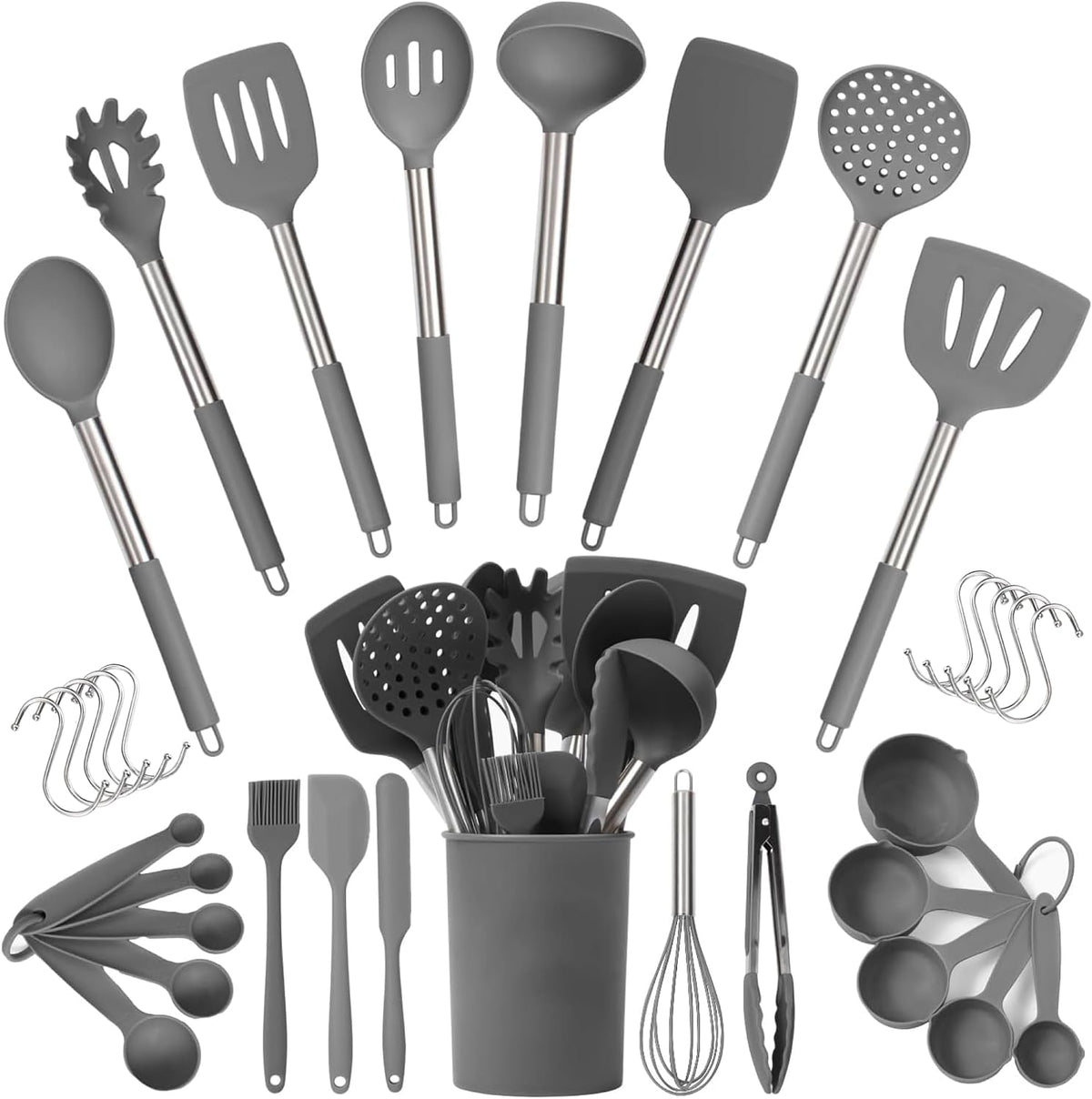 34 PCs Silicone Kitchen Utensils Set, Stainless Steel 450F Heat Resistant