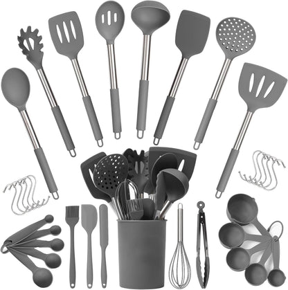 34 PCs Silicone Kitchen Utensils Set, Stainless Steel 450F Heat Resistant