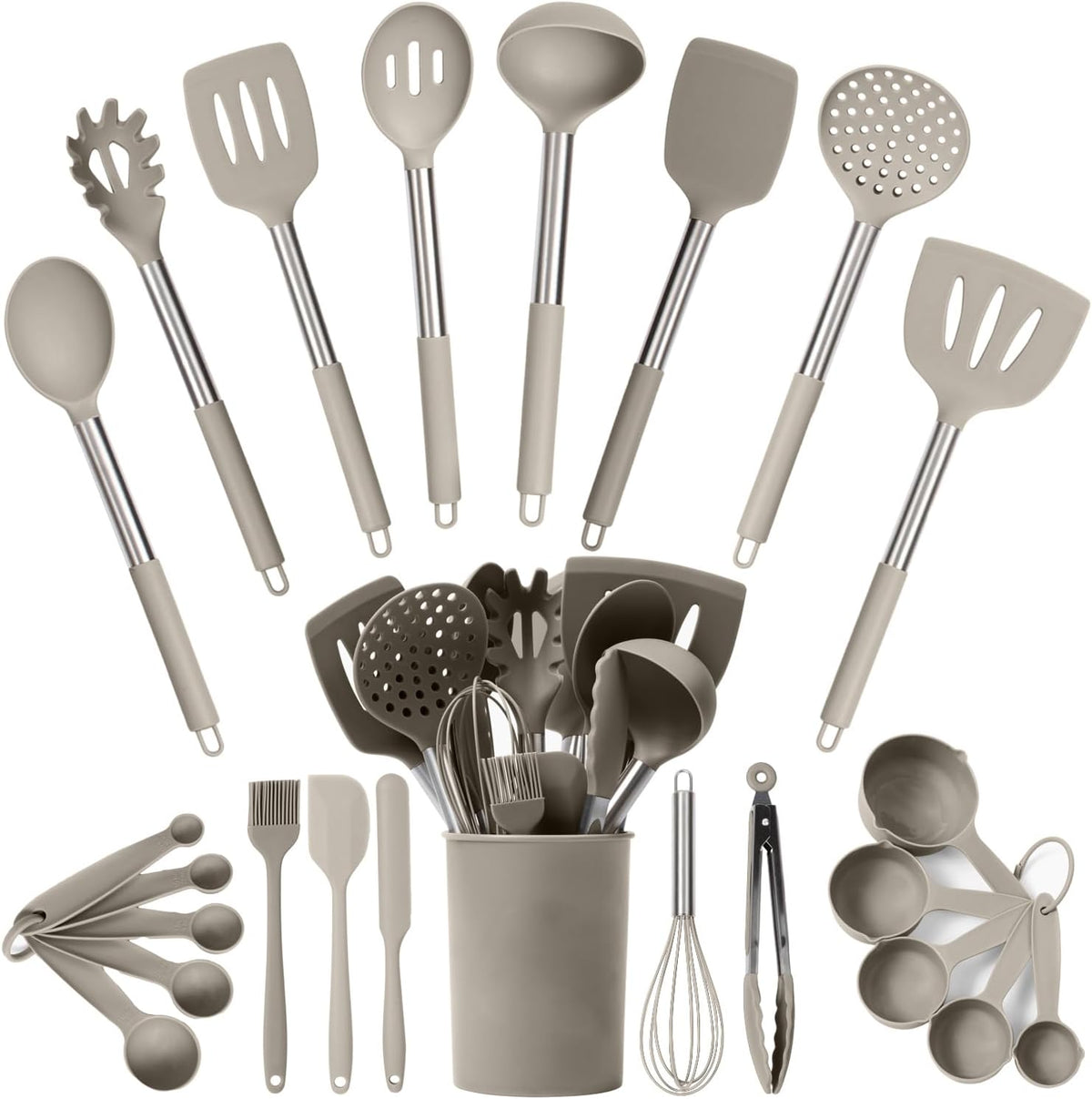 34 PCs Silicone Kitchen Utensils Set, Stainless Steel 450F Heat Resistant