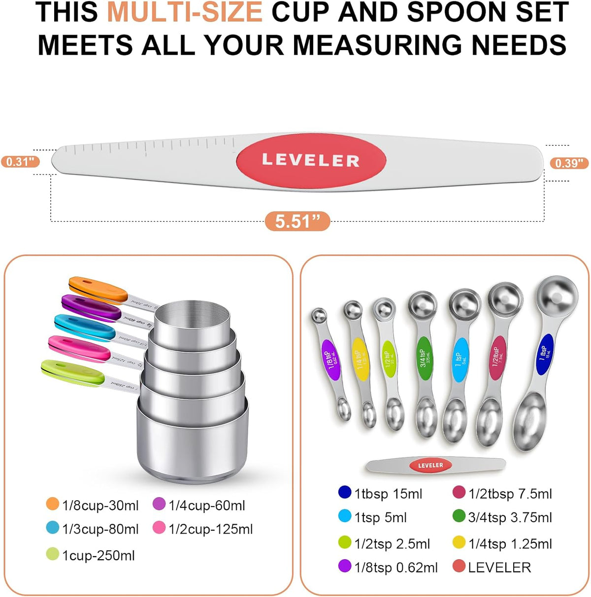 13-Piece Measuring Cups and Magnetic Spoons Set