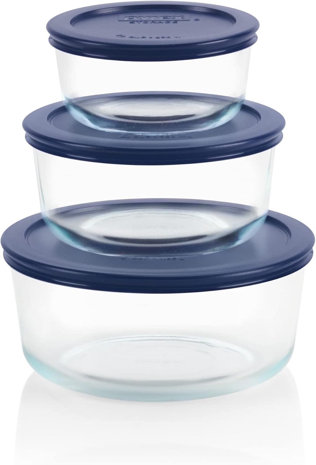 Simply Store (3-Pack) Glass Food Storage Containers Set, (2, 4 & 7 Cup) Meal Prep Containers With Plastic BPA-Free Lids, Dishwasher & Microwave Safe