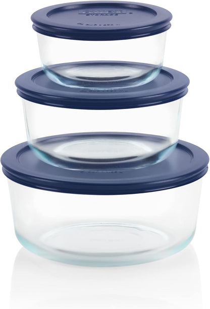 Simply Store (3-Pack) Glass Food Storage Containers Set, (2, 4 & 7 Cup) Meal Prep Containers With Plastic BPA-Free Lids, Dishwasher & Microwave Safe