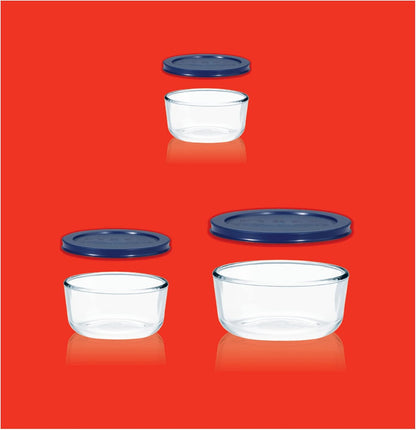 Simply Store (3-Pack) Glass Food Storage Containers Set, (2, 4 & 7 Cup) Meal Prep Containers With Plastic BPA-Free Lids, Dishwasher & Microwave Safe