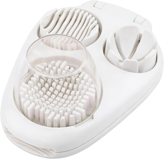 3 in 1 Boiled Egg Slicer, Manual Egg Cutter with 3 Slice Modes, Stainless Steel Kitchen Gadget for Hard Boiled Eggs, Butter, Strawberry, Tomato, Cheese, Easy to Clean & Store (COLOR:White)