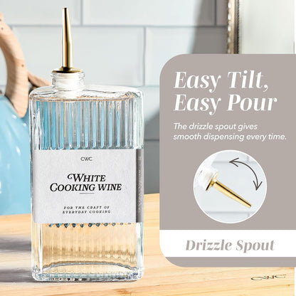 Olive Oil Dispenser Bottle - 2 Pk Glass Oil Dispenser for Kitchen - Condiment, Coffee Syrup & Vinegar Dispenser, Olive Oil Cruet, Includes 4 Auto Pourer Spouts