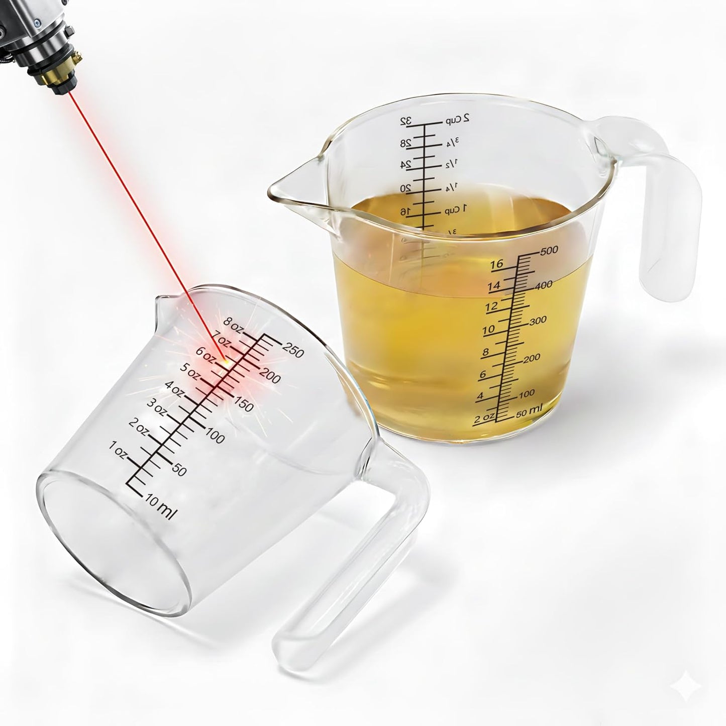 16 oz (2 Cup) Liquid Measuring Cup, Food-Grade Plastic Measuring Cup with Laser-Etched Markings, Clear Single Measuring Cup
