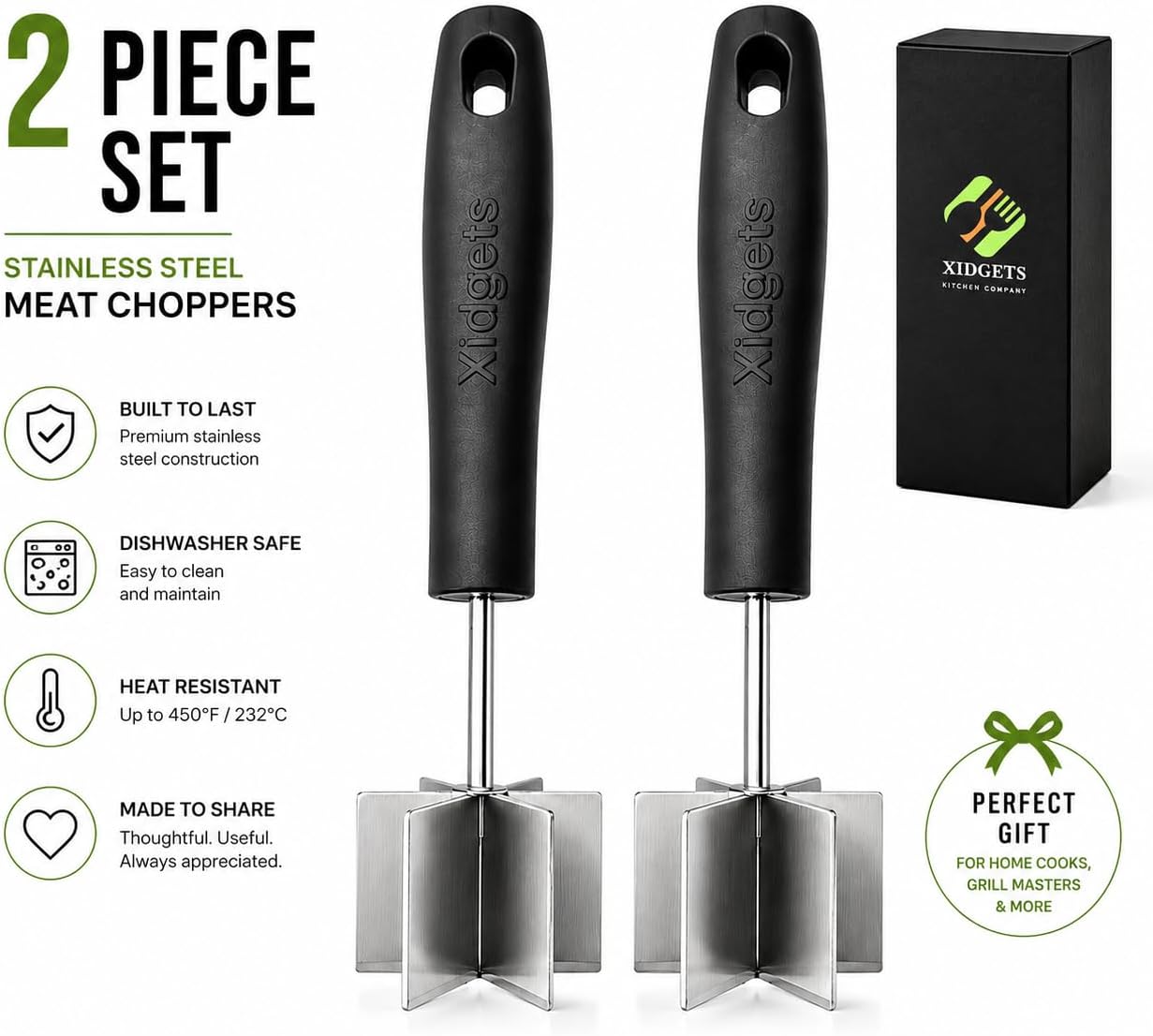 Mini Stainless Steel Meat Chopper & Masher, Dishwasher Safe