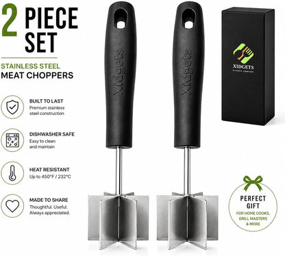 Mini Stainless Steel Meat Chopper & Masher, Dishwasher Safe