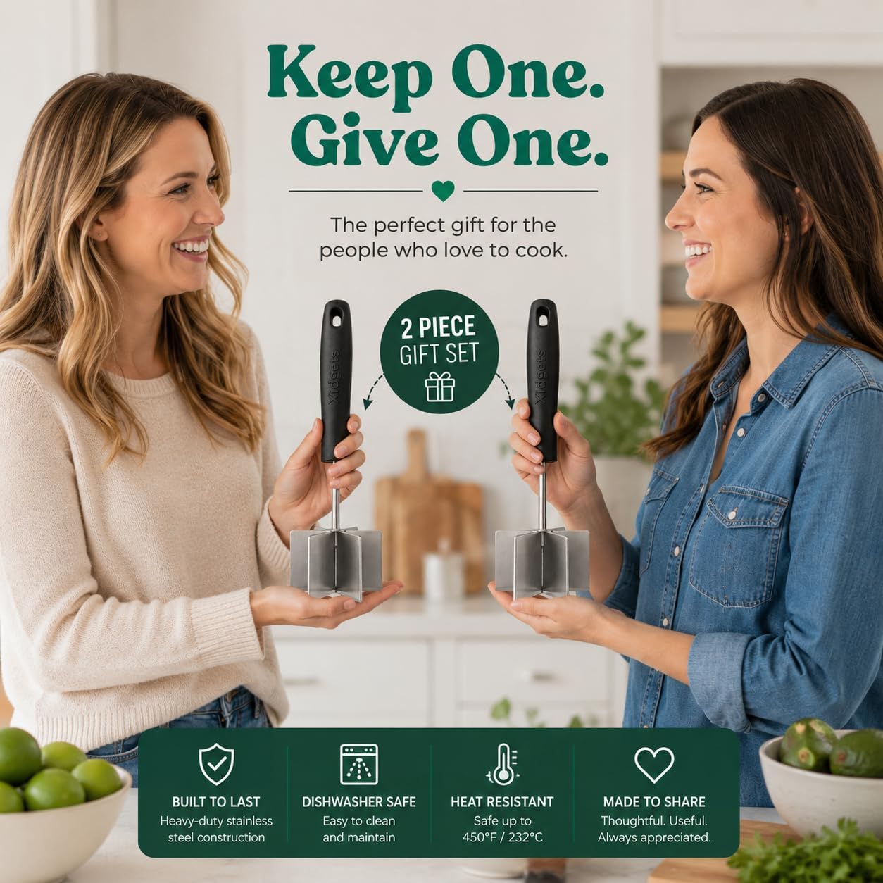 Mini Stainless Steel Meat Chopper & Masher, Dishwasher Safe