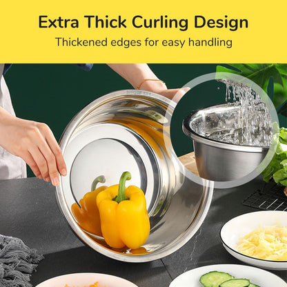 Germany Multifunctional Stainless Steel Basin, 2026 New 3 in 1 Multifunctional Stainless Steel Basin Strainer Set with Grater, Strainer Drain Basket for Rinsing Draining Mixing (S (10.24in))