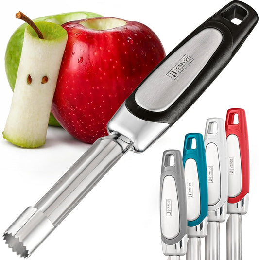 Apple Corer Tool, Heavy Duty Stainless Steel Fruit Core Extractor | Dishwasher Safe, Ergonomic Handle, Sharp Serrated Blade, Comfortable Grip, Cores in Seconds, Food-Grade Steel, Black