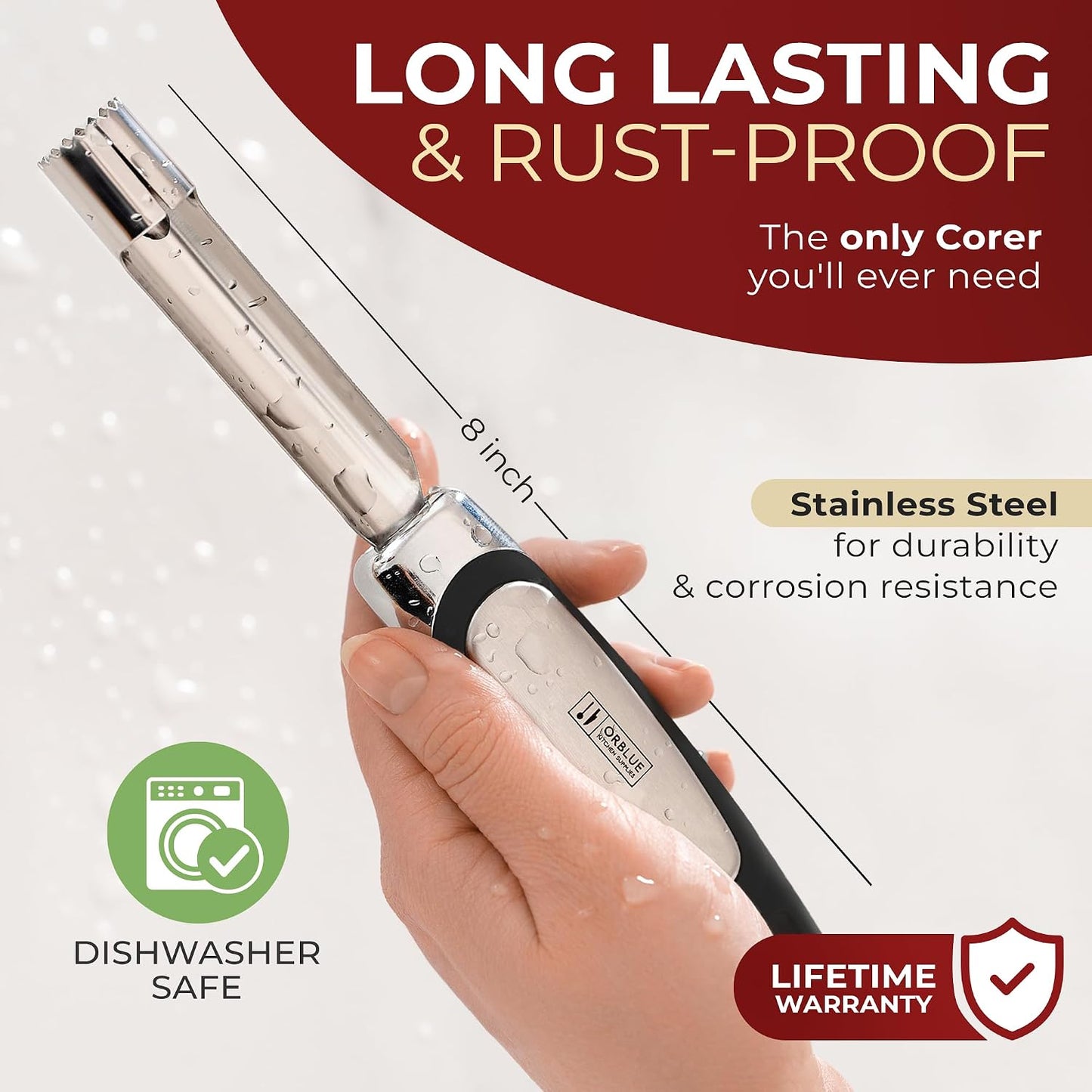 Apple Corer Tool, Heavy Duty Stainless Steel Fruit Core Extractor | Dishwasher Safe, Ergonomic Handle, Sharp Serrated Blade, Comfortable Grip, Cores in Seconds, Food-Grade Steel, Black