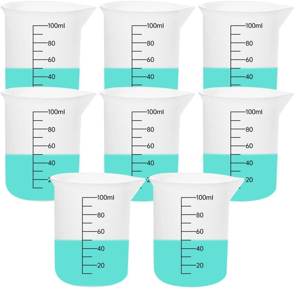 7 PCS Silicone Measuring Cups Kits,1 PCS 250ml Silicone Cups,4 PCS 100ml Non-Stick Mixing Cups,2 PCS 10ml Silicone Mold Cup Dispenser, for Casting Moulds,Jewelry Making,DIY,Crafts