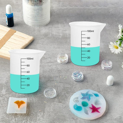 7 PCS Silicone Measuring Cups Kits,1 PCS 250ml Silicone Cups,4 PCS 100ml Non-Stick Mixing Cups,2 PCS 10ml Silicone Mold Cup Dispenser, for Casting Moulds,Jewelry Making,DIY,Crafts