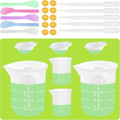 7 PCS Silicone Measuring Cups Kits,1 PCS 250ml Silicone Cups,4 PCS 100ml Non-Stick Mixing Cups,2 PCS 10ml Silicone Mold Cup Dispenser, for Casting Moulds,Jewelry Making,DIY,Crafts