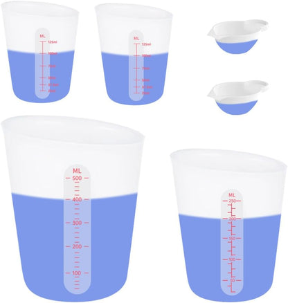7 PCS Silicone Measuring Cups Kits,1 PCS 250ml Silicone Cups,4 PCS 100ml Non-Stick Mixing Cups,2 PCS 10ml Silicone Mold Cup Dispenser, for Casting Moulds,Jewelry Making,DIY,Crafts