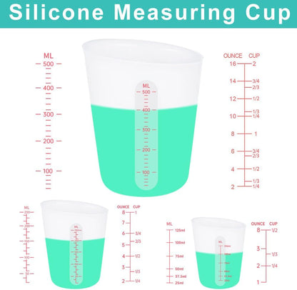 7 PCS Silicone Measuring Cups Kits,1 PCS 250ml Silicone Cups,4 PCS 100ml Non-Stick Mixing Cups,2 PCS 10ml Silicone Mold Cup Dispenser, for Casting Moulds,Jewelry Making,DIY,Crafts