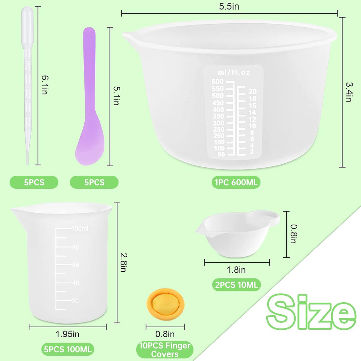 7 PCS Silicone Measuring Cups Kits,1 PCS 250ml Silicone Cups,4 PCS 100ml Non-Stick Mixing Cups,2 PCS 10ml Silicone Mold Cup Dispenser, for Casting Moulds,Jewelry Making,DIY,Crafts