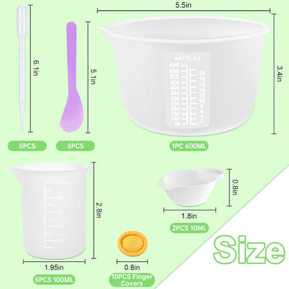 7 PCS Silicone Measuring Cups Kits,1 PCS 250ml Silicone Cups,4 PCS 100ml Non-Stick Mixing Cups,2 PCS 10ml Silicone Mold Cup Dispenser, for Casting Moulds,Jewelry Making,DIY,Crafts