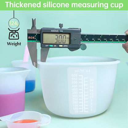 7 PCS Silicone Measuring Cups Kits,1 PCS 250ml Silicone Cups,4 PCS 100ml Non-Stick Mixing Cups,2 PCS 10ml Silicone Mold Cup Dispenser, for Casting Moulds,Jewelry Making,DIY,Crafts