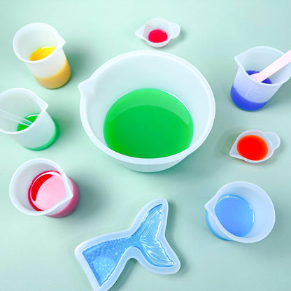 7 PCS Silicone Measuring Cups Kits,1 PCS 250ml Silicone Cups,4 PCS 100ml Non-Stick Mixing Cups,2 PCS 10ml Silicone Mold Cup Dispenser, for Casting Moulds,Jewelry Making,DIY,Crafts