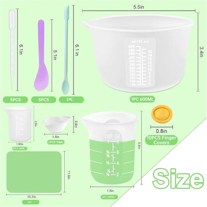 7 PCS Silicone Measuring Cups Kits,1 PCS 250ml Silicone Cups,4 PCS 100ml Non-Stick Mixing Cups,2 PCS 10ml Silicone Mold Cup Dispenser, for Casting Moulds,Jewelry Making,DIY,Crafts