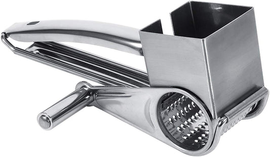 Mouli Grater Stainless Steel Cheese Grater MultiFunctional Rotary Kitchen Tool for Slicing Shredding and Grating Cheese and Vegetables in Home Kitchen Silver 20cm