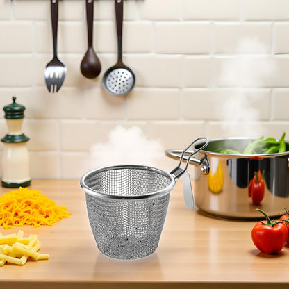 1pc Stainless Steel Pasta Basket, Mesh Spider Food Dumpling Noodle Strainer, Fine Mesh Strainer with Handle,Colanders and Food Strainers Kitchen Utensils and Gadgets