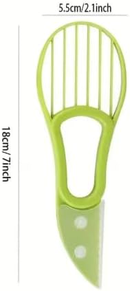 3-in-1 Avocado Slicer Tool, Green Plastic Kitchen Gadget with Fruit Corer, Pulp Separator, Butter Peeler for Food Prep