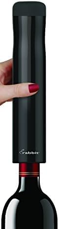 Rabbit Automatic Electric Corkscrew Wine Opener, Cordless Rechargeable, One-Touch Operation, Sleek Shiny Black Finish, Easy to Use for Wine Lovers