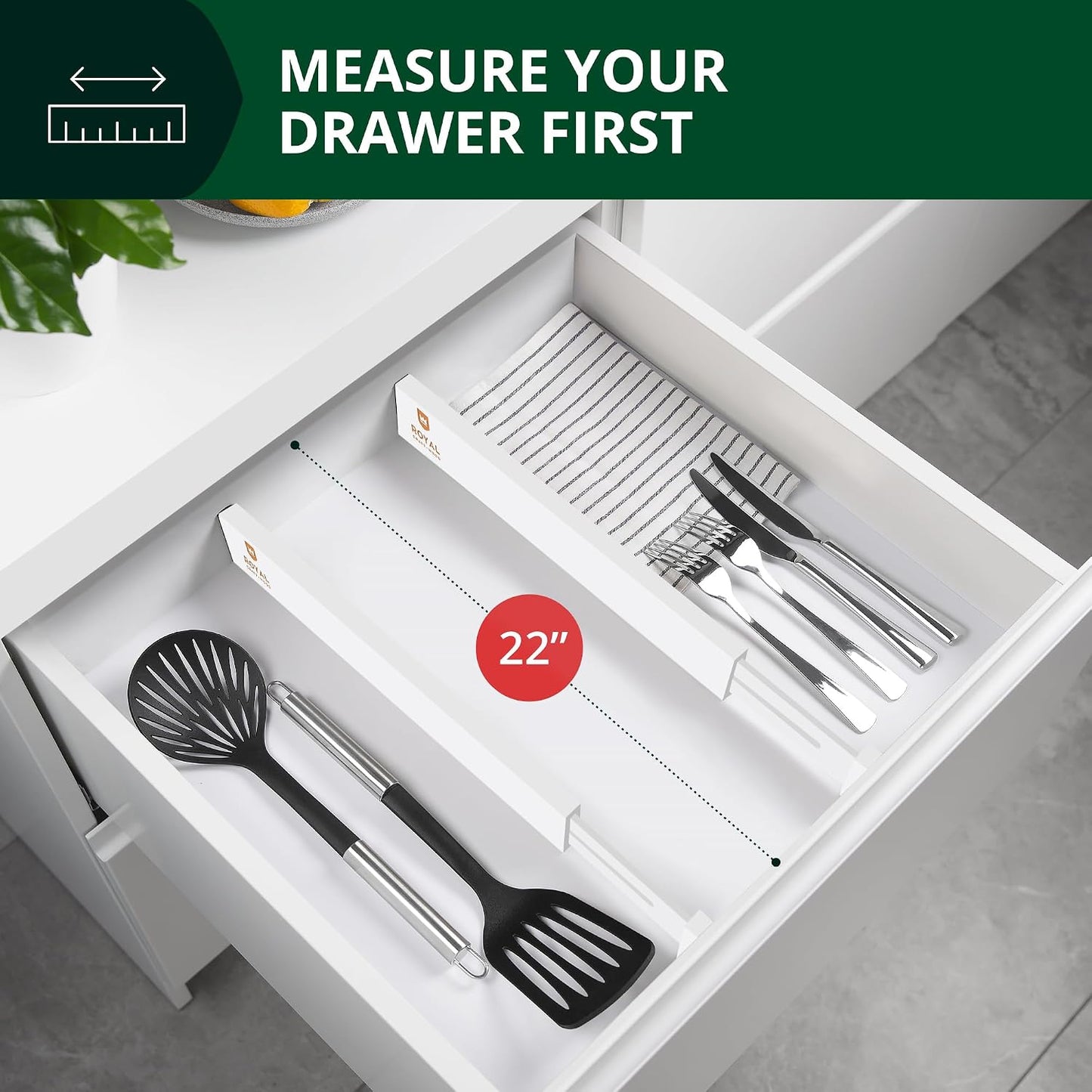 Bamboo Drawer Dividers Organizers, Adjustable Drawer Separator Splitters, 17–22 Inches Expandable Drawer Divider Organizer for Large Utensils, Kitchen, Bedroom, Dresser & Office Drawers 4-Pack