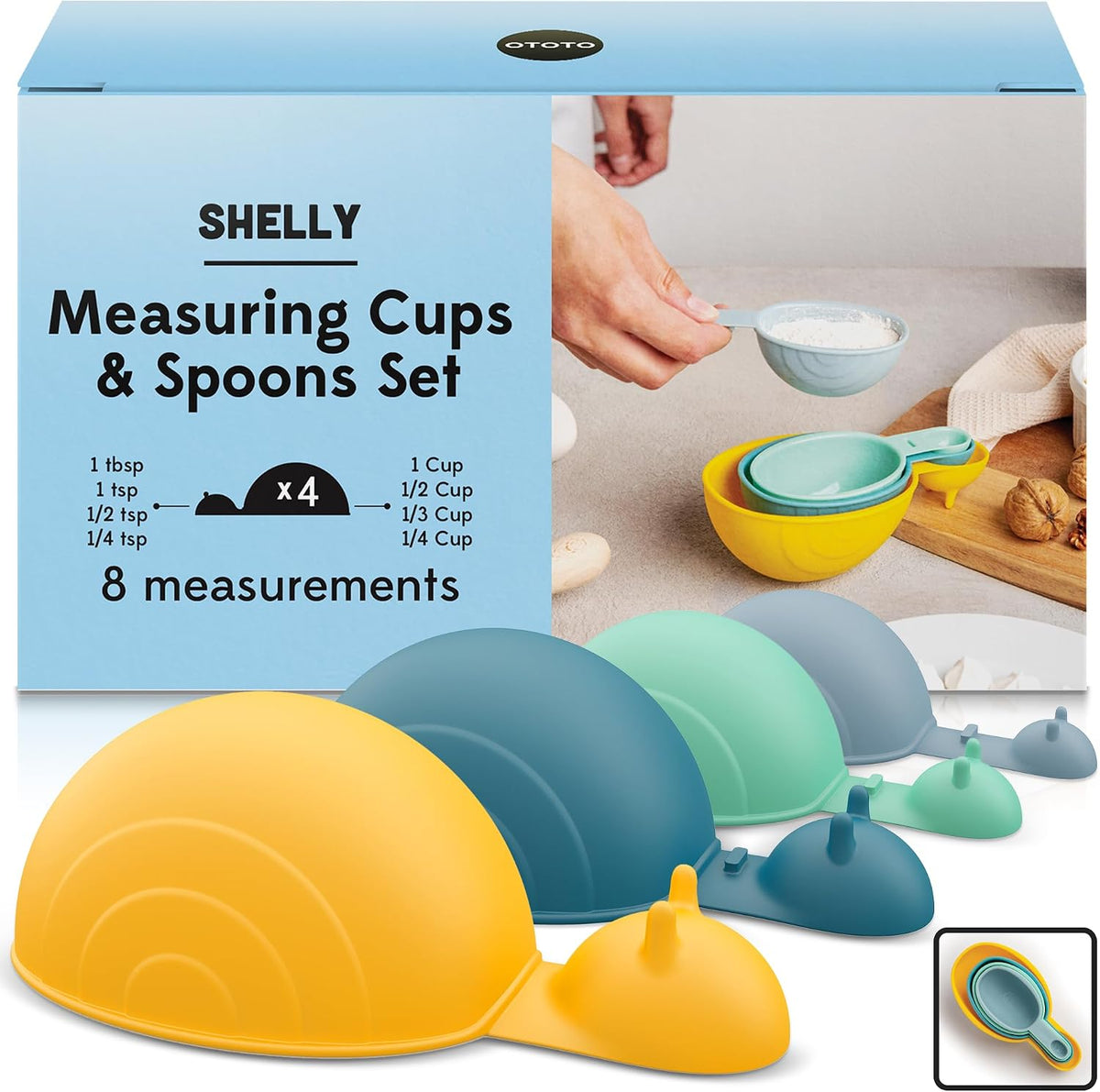 Measuring Spoons Set - Teaspoons for Dry & Liquid Ingredients, BPA-free & Dishwasher Safe, Funny Gifts, Baking Accessories, Unique Kitchen Gadgets (Shelly)