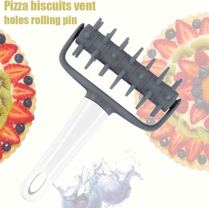 Pizza Pie Dough Roller Docker,Dough Blistering Killer,Pastry Pie Needle Wheels Cutter,Pizza Hole Puncher(180x118mm)