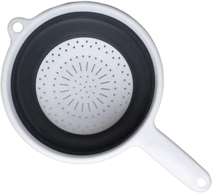 Collapsible Kitchen Strainer with Handle - Silicone Colander - Collapsible Colander and Strainer to Rinse your Pasta, Salad Leaves, Fruits, & Vegetables - Heavy Duty Foldable Heat Resistant