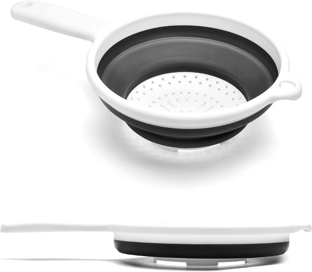 Collapsible Kitchen Strainer with Handle - Silicone Colander - Collapsible Colander and Strainer to Rinse your Pasta, Salad Leaves, Fruits, & Vegetables - Heavy Duty Foldable Heat Resistant