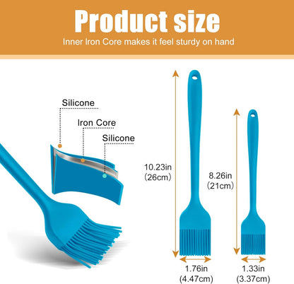 Silicone Basting Brush for Cooking 2 Pcs Pastry Brush for Grilling,Oil,BBQ,Meat,Sauce,Baking (Black)