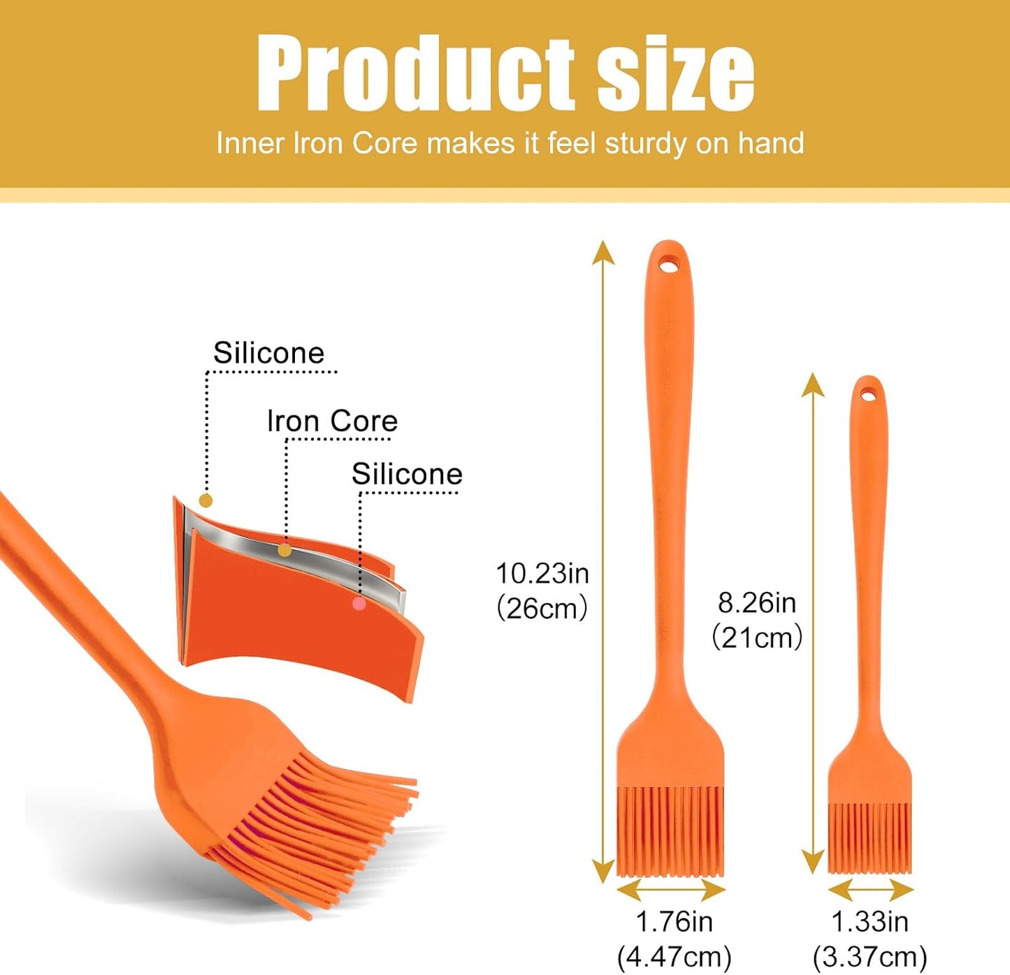 Silicone Basting Brush for Cooking 2 Pcs Pastry Brush for Grilling,Oil,BBQ,Meat,Sauce,Baking (Black)