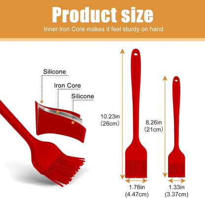 Silicone Basting Brush for Cooking 2 Pcs Pastry Brush for Grilling,Oil,BBQ,Meat,Sauce,Baking (Black)