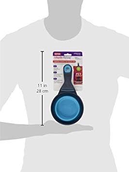 Dexas Popware for Pets Collapsible Klip Scoop, 3 in 1 Design Convenient Measuring Cup, Food Scooper and Bag Clip, 1Cup Capacity Pet Food Scoop, Versatile Food Measuring Cups Portion Control Gray/Blue