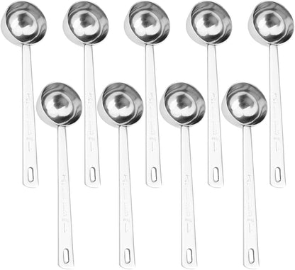 9 Pack Coffee Scoop, 304 Stainless Steel Coffee Measuring Scoop 1 Tablespoon, Long Handle Spoon for Coffee, Milk Powder, Fruit Powder