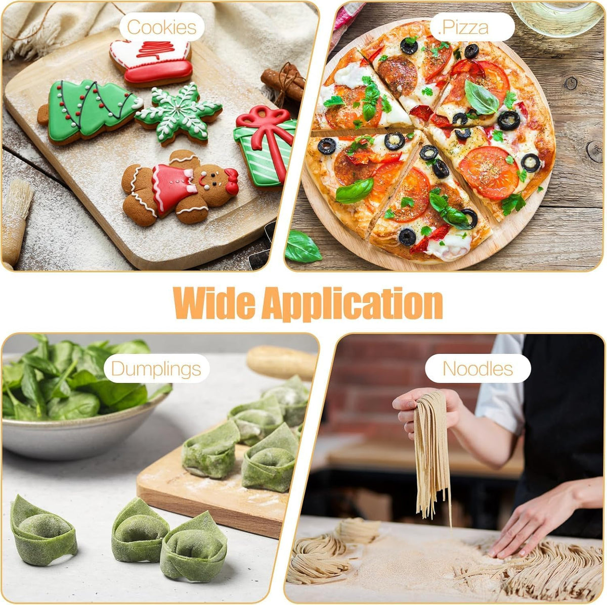 Professional Beech Wood Rolling Pin 29cm - Smooth Non-Stick Design, No Handle, Suitable for Baking Pizza/Pie/Cookies/Dumpling Wrappers/Pastry Dough.