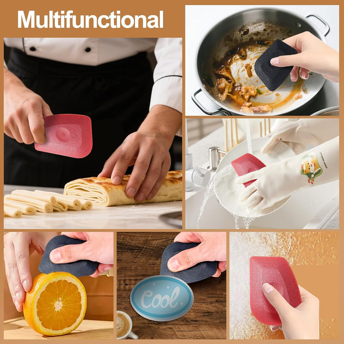 Food Grade Plastic Dough & Bowl Scraper 3 Pack Set