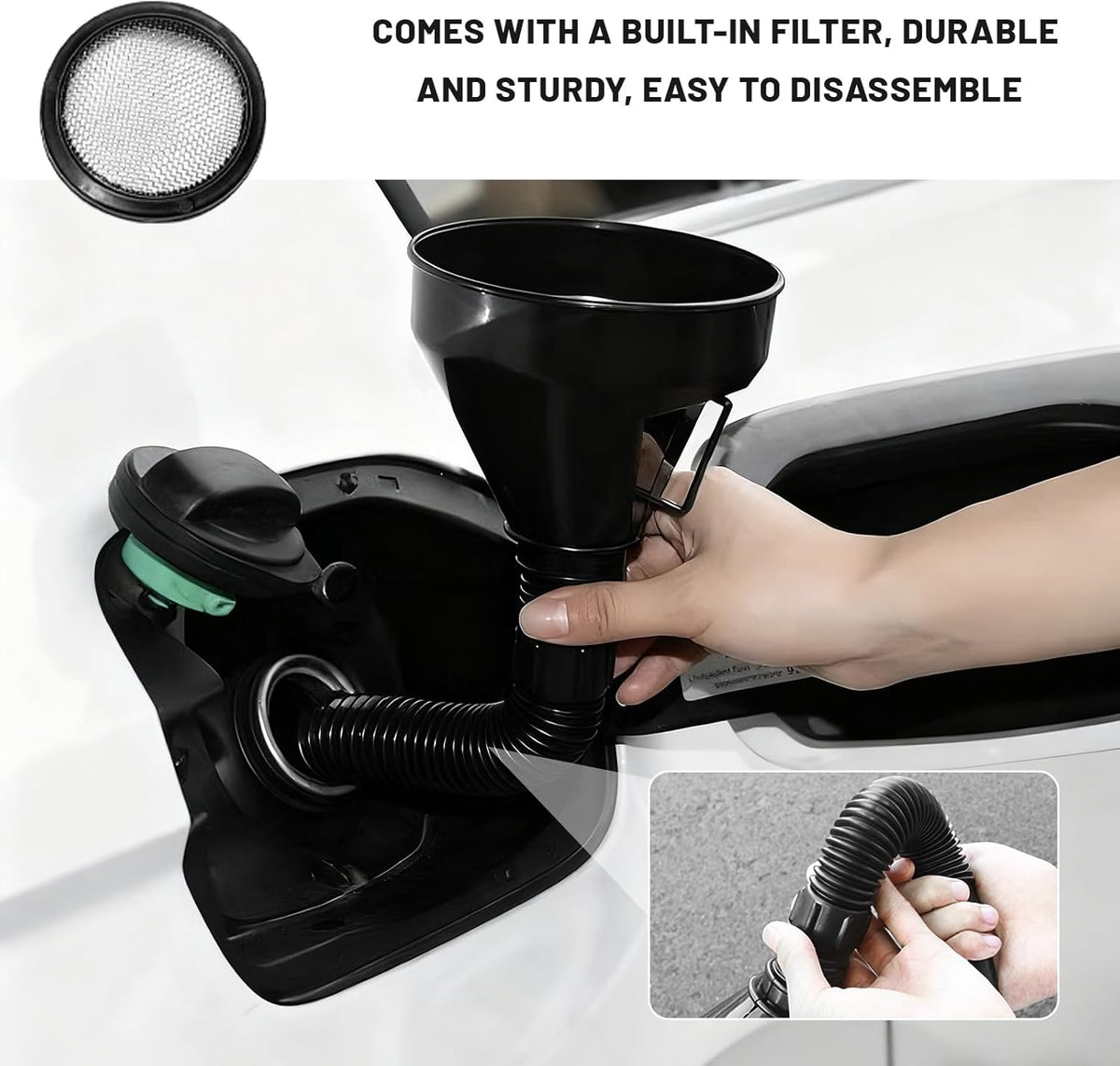 19PCS Automotive Funnel Set & Gas Can Spout Replacement, Plastic Long Neck Oil Funnel Wide Mouth Funnels, Transmission Funnels Spouts Set for Filling Gasoline Oil Coolant