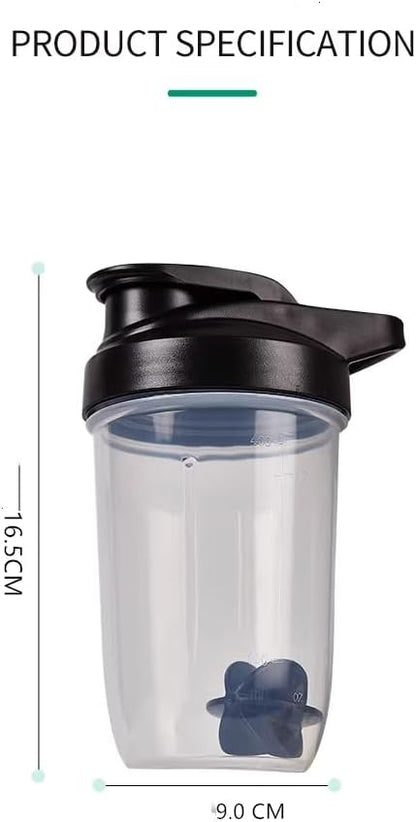 Protein Shaker Bottle 400ML/16Oz w. Shaker Ball for Protein Shake, Shaker Bottle with Mixing Ball, Leak-Proof, BPA-Free, for Gym, Workout, Juice Mixer (Green/Clear, 16Oz-400ML-1Bottle)